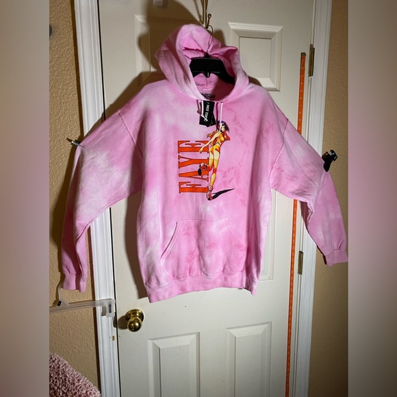 Cowboy Bebop Men’s Sz M Pullover Hoodie Faye Valentine Pink Tye Die Hot Topic - Picture 1 of 5